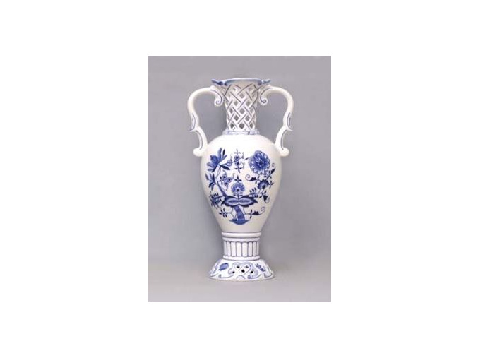 Váza prolamovaná  15,3 x 30 cm, cibulák, Český porcelán