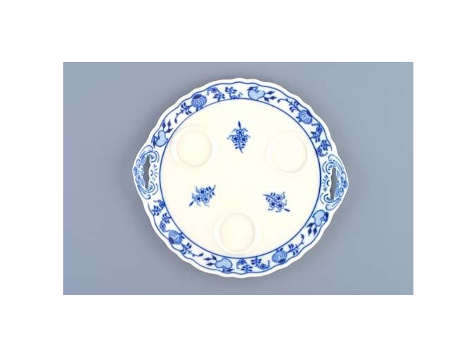 Podnos kulatý pod 3 karafky  20,5 cm, cibulák, Český porcelán