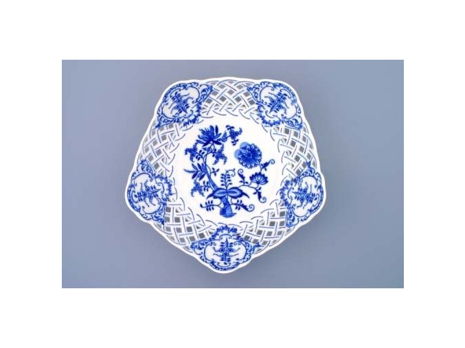 Mísa pětihranná prolamovaná  24 cm, cibulák, Český porcelán