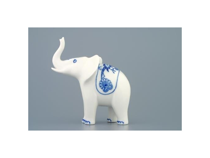 Slon I - jednoduchá dekorace 12 cm, cibulák, Český porcelán