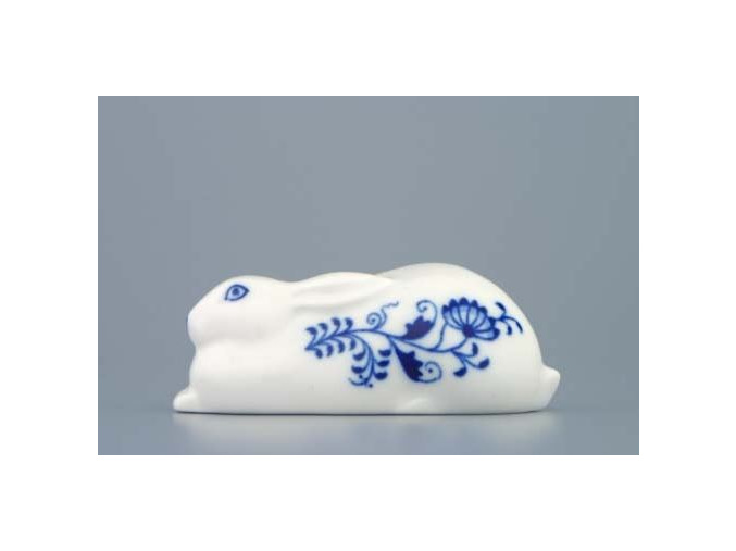 Zajíc ležící 10 cm, cibulák, Český porcelán