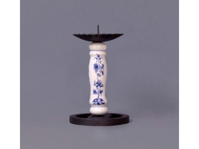 Krbový svícen chalupářský nízký 18,5 cm, cibulák, Český porcelán