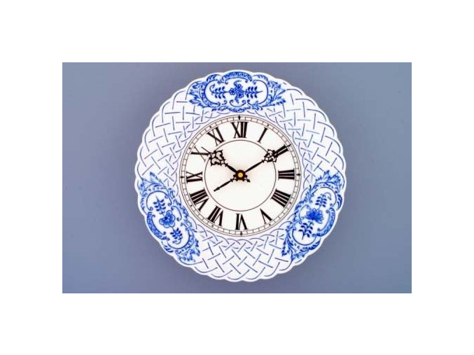 Hodiny reliéfní / se strojkem, 24 cm, cibulák, Český porcelán