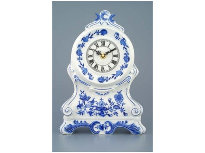 Krbové hodiny bez růží / se strojkem, 28 cm, cibulák, Český porcelán