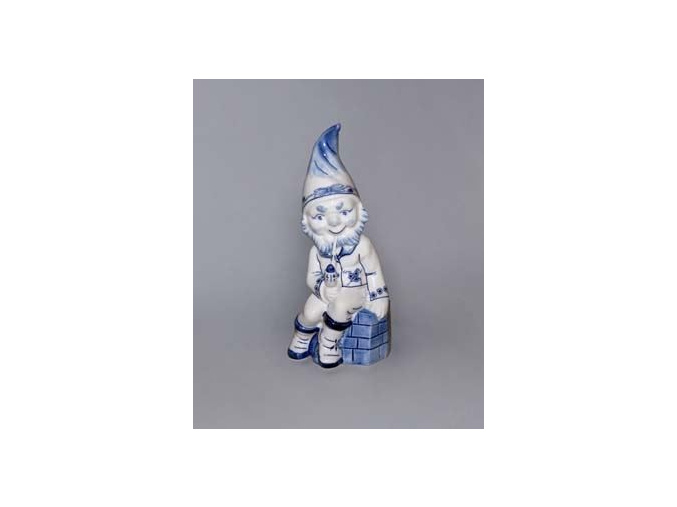 Trpaslík sedící s fajfkou Petrus, 22 cm, cibulák, Český porcelán