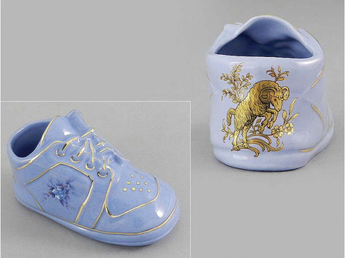dětská botička - beran, modrý porcelán, Leander