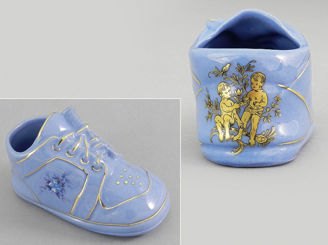 dětská botička - blíženec, modrý porcelán, Leander