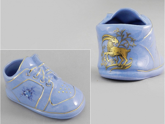dětská botička - kozoroh, modrý porcelán, Leander