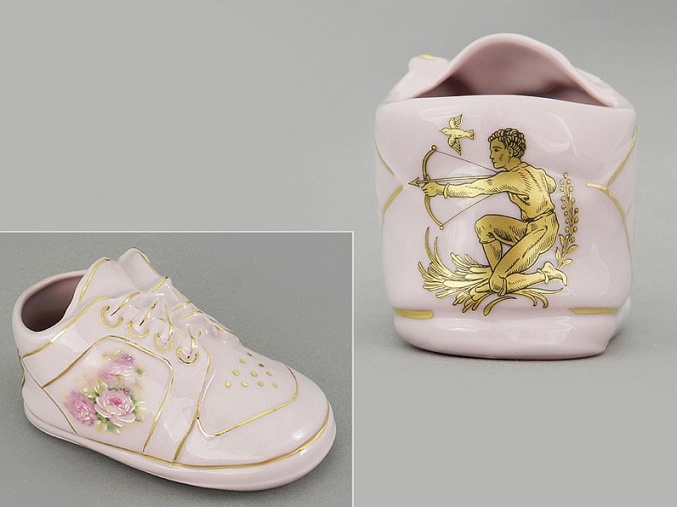 dětská botička - střelec, růžový porcelán, Leander