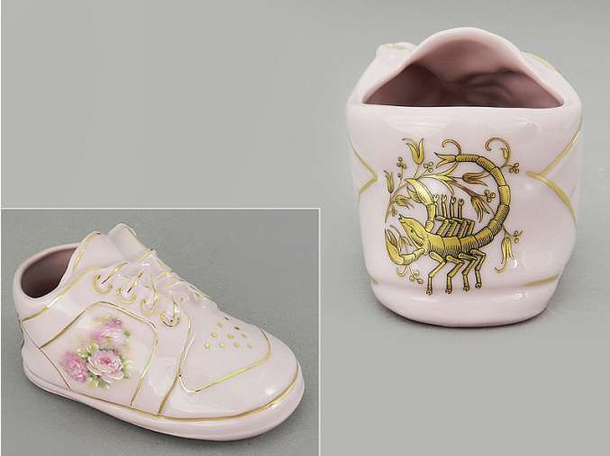dětská botička - štír, růžový porcelán, Leander