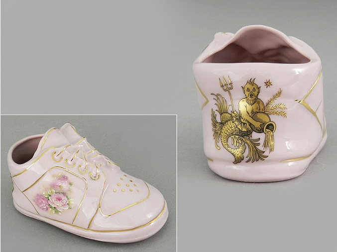 dětská botička - vodnář, růžový porcelán, Leander
