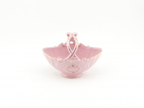 Košík na bonbony 18 cm, růžový porcelán, kytičky, Leander