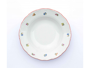 Ophelia, talíř hluboký, 23 cm, házenka s červeným proužkem, Thun RZ
