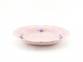 Mísa oválná Amis 26 cm, modré květiny, růžový porcelán, Leander