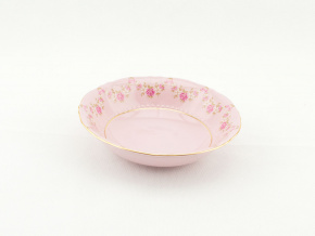 Miska kompotová 13,5 cm, růžový porcelán, kytičky, Leander