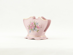 Stojánek na ubrousky 8,5 cm, Sonáta, růžový porcelán, květiny, Leander