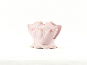 Stojánek na ubrousky 8,5 cm, růžový porcelán, kytičky, Leander