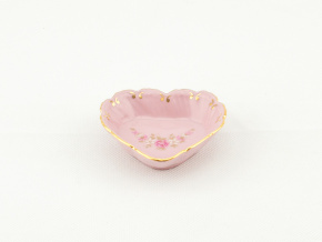 Miska srdce 7 cm, Felicie, růžový porcelán, kytičky, Leander