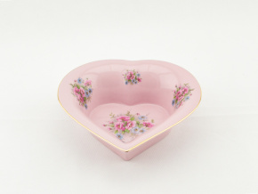 Miska srdce, 16 cm, růžový porcelán, květiny, Leander