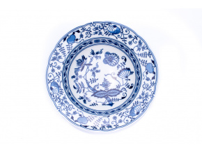 Talíř hluboký, 23 cm, Mary – Anne, cibulák, český porcelán, Leander