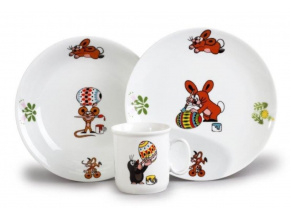 Krteček a Velikonoce, dětská souprava, český porcelán, Thun, 3 ks