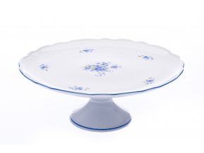 Talíř dortový na noze, 31 cm, pomněnky, Český porcelán