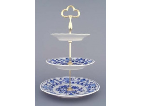 Etažér 3-dílný - talíře plné  15+19+24 cm,  cibulák, Český porcelán