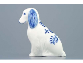 Pes sedící 10 cm, cibulák, Český porcelán