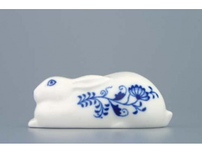 Zajíc ležící 10 cm, cibulák, Český porcelán