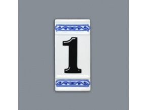 Číslo na dům - rámeček na střed, číslo 1, 110 x 55 mm, cibulák, Český porcelán