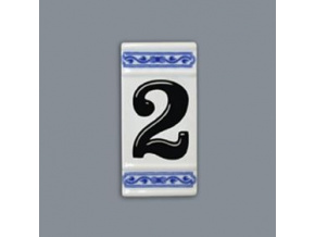 Číslo na dům - rámeček na střed, číslo 2, 110 x 55 mm, cibulák, Český porcelán