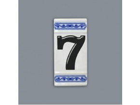 Číslo na dům - rámeček na střed, číslo 7, 110 x 55 mm, cibulák, Český porcelán