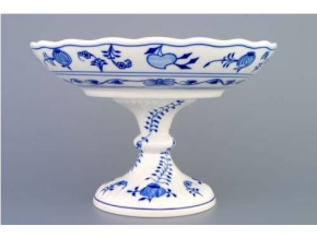 Mísa kompotová oboustranná na ozdobné noze nízké, 24 cm, cibulák, Český porcelán