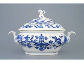 Mísa zeleninová oválná s víkem bez výřezu, 1,50 l, cibulák, Český porcelán