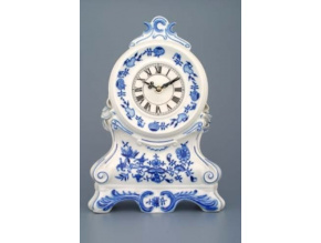 Krbové hodiny s růžemi / se strojkem, 28 cm, cibulák, Český porcelán