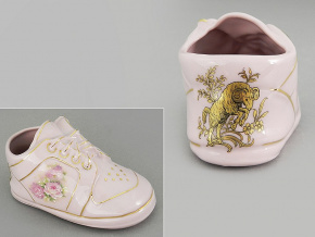 dětská botička - beran, růžový porcelán, Leander