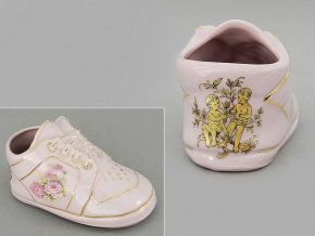 dětská botička - blíženec, růžový porcelán, Leander