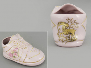 dětská botička - kozoroh, růžový porcelán, Leander