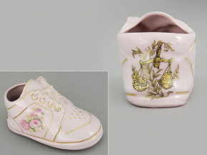dětská botička - váhy, růžový porcelán, Leander
