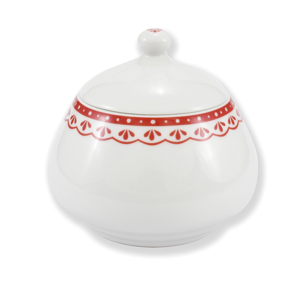 Cukřenka, 0,30 l, HyggeLine, červená, Leander, český porcelán Bez monogramu: Bez monogramu
