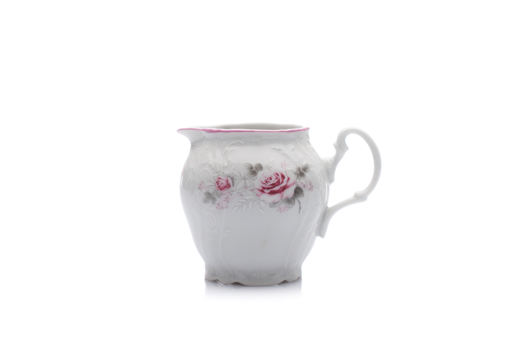 Thun 1794 Mlékovka, český porcelán, Bernadotte, 250 ml, růže, růžový proužek, Thun