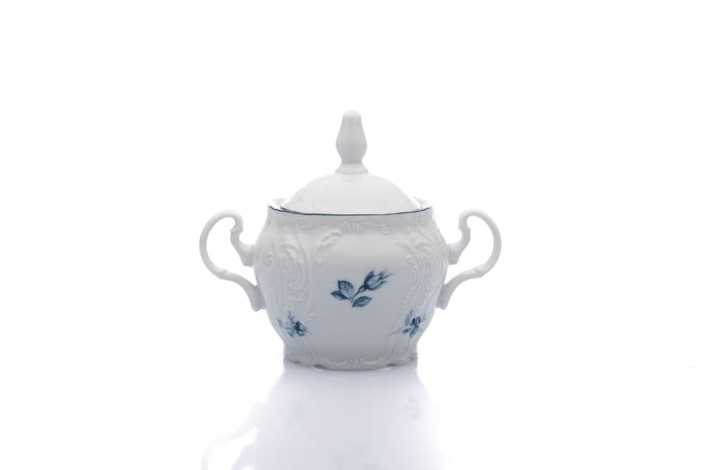 Thun 1794 Cukřenka, český porcelán, Bernadotte, 300 ml, modré růžičky, Thun