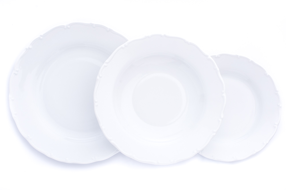 Bílé porcelánové talíře, český porcelán, Thun R. Z., Ophelia, 18 d.