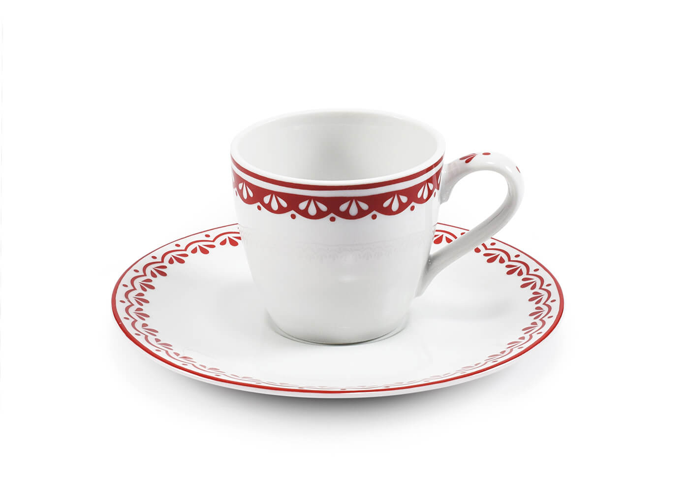 Šálek s podšálkem na espresso, 0,07 l, HyggeLine, červená, Leander, český porcelán Bez monogramu: Bez monogramu