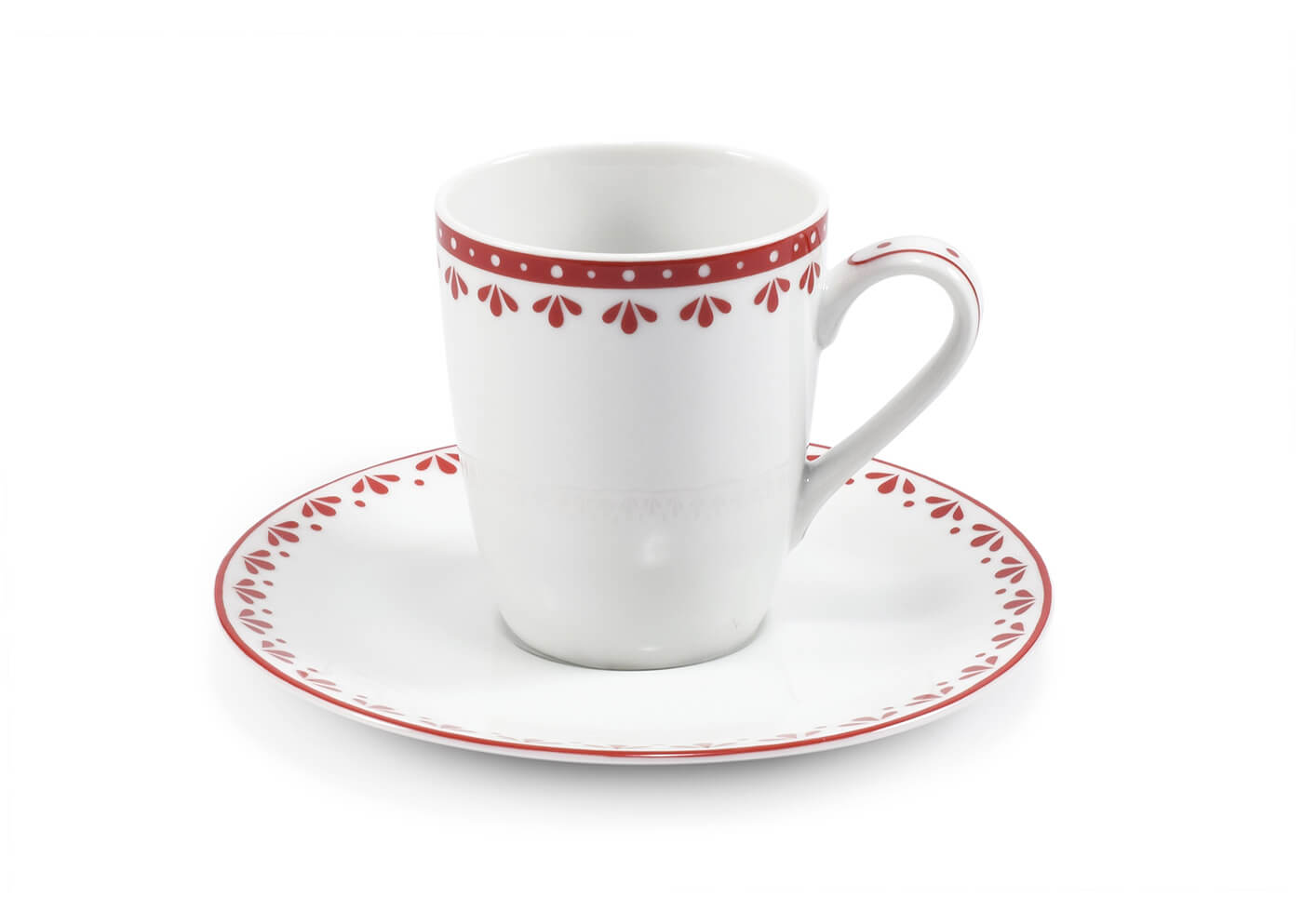 Šálek s podšálkem na espresso, 0,09 l, HyggeLine, červená, Leander, český porcelán Bez monogramu: Bez monogramu