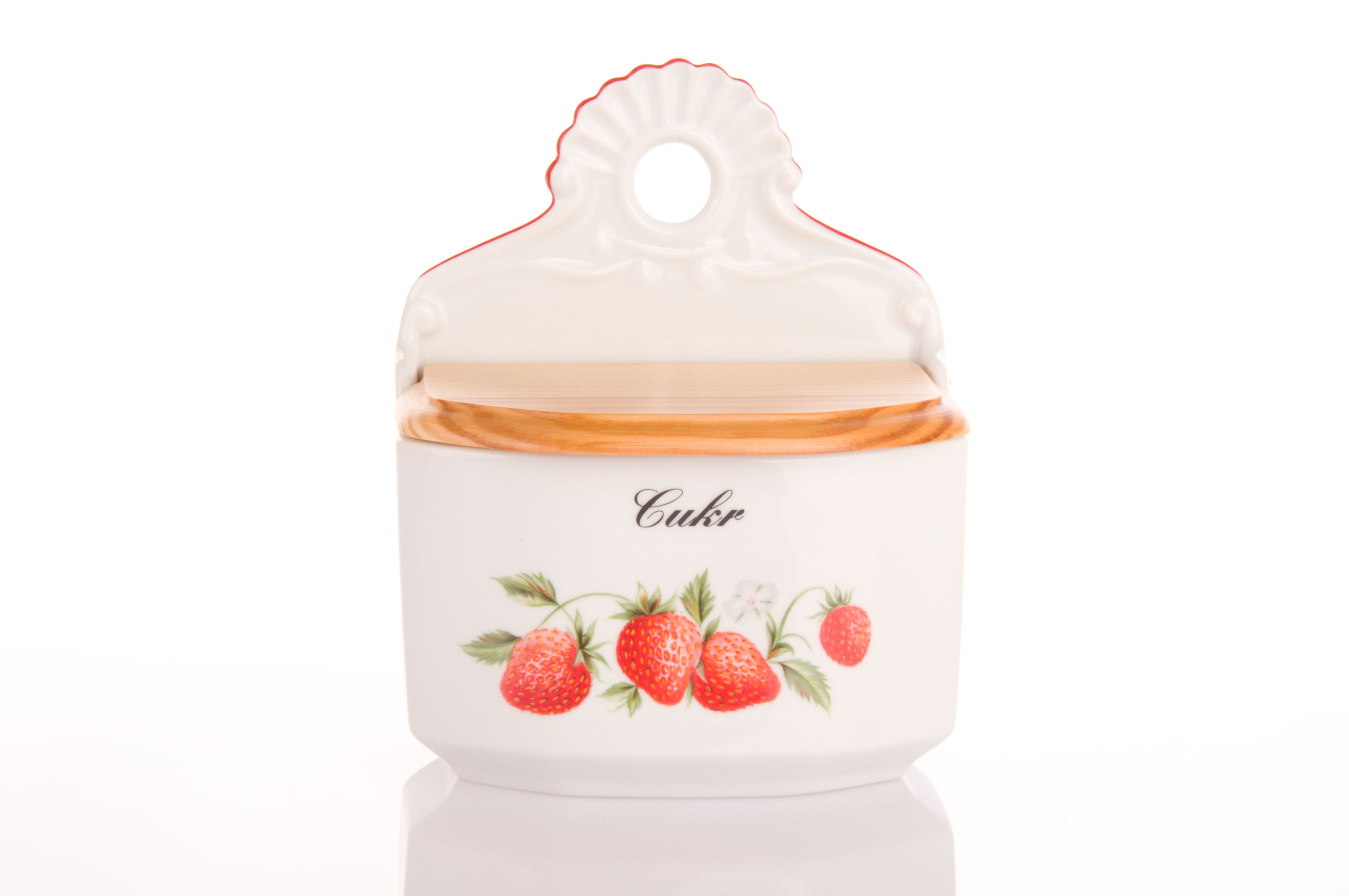 Český porcelán, a.s., Dubí Dóza závěsná s nápisem Cukr, 700 ml, jahody, Český porcelán