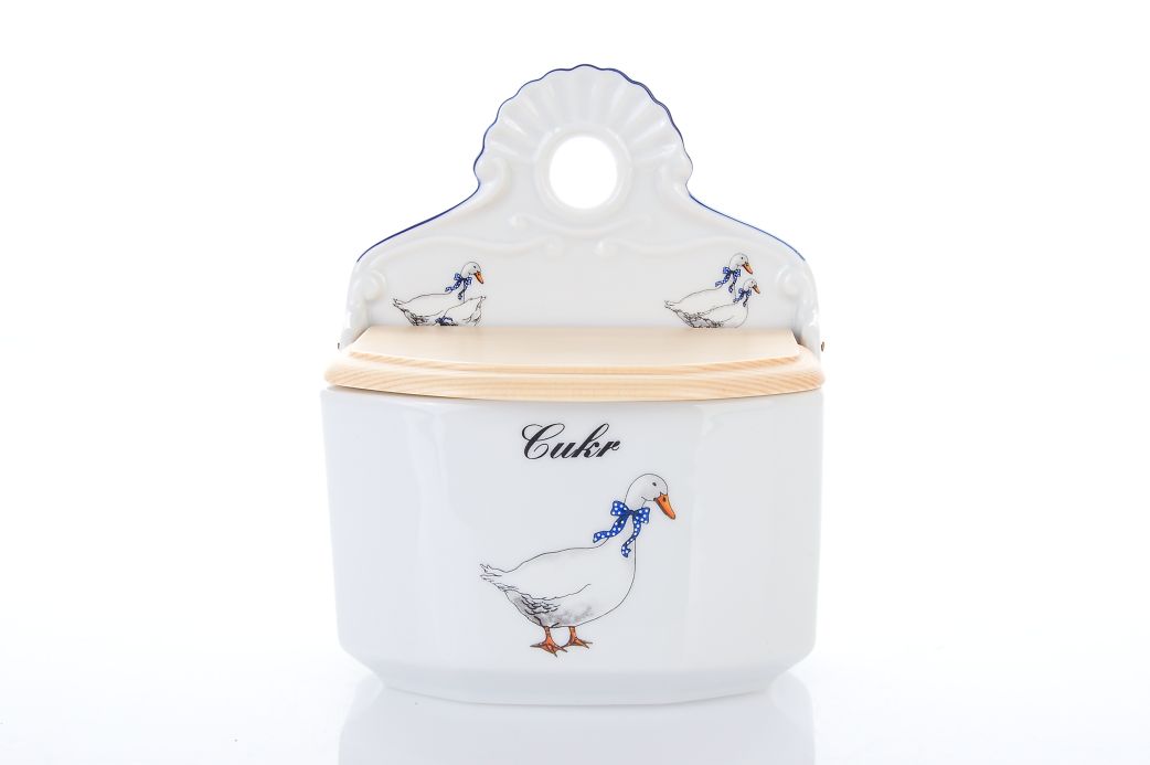 Český porcelán, a.s., Dubí Dóza závěsná s nápisem Cukr, 700 ml, husy, Český porcelán