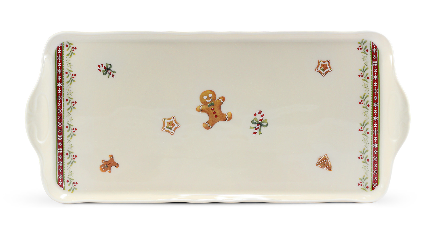 Podnos čtyřhranný, vánoční porcelán, perníčky, 36 cm, Leander