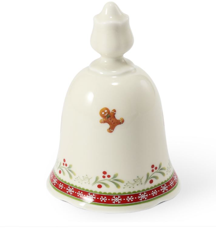 Zvonek, 10,5 cm, perníčky, vánoční porcelán, Leander