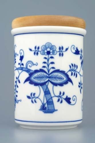 Český porcelán, a.s., Dubí Dóza s dřevěným uzávěrem C - velká  12,5 x 9,7 cm, cibulák, Český porcelán
